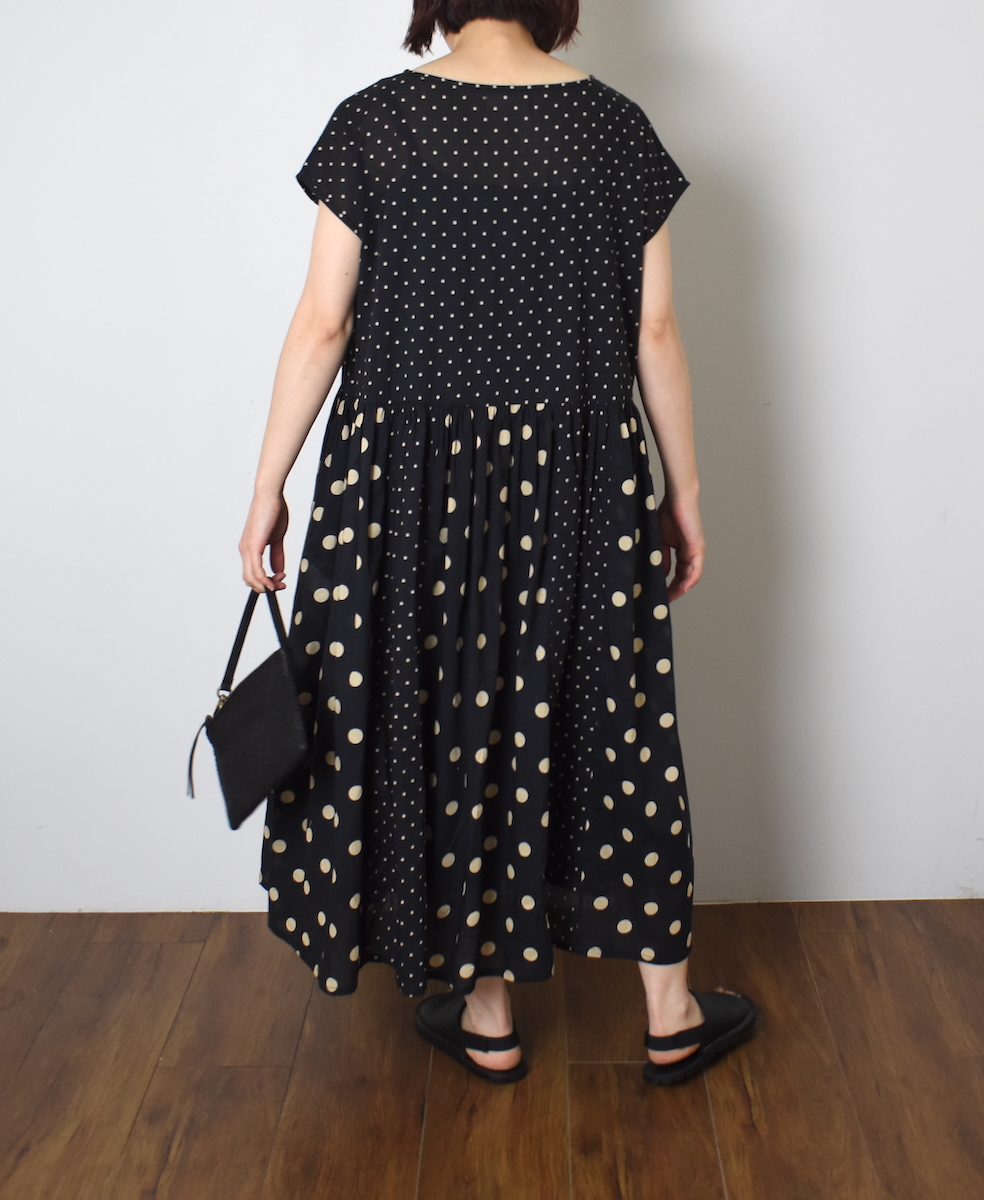NSL25016(ワンピース) 80s COTTON VOILE DOT PRINT(PATCHWORK) BOAT NECK DRESS