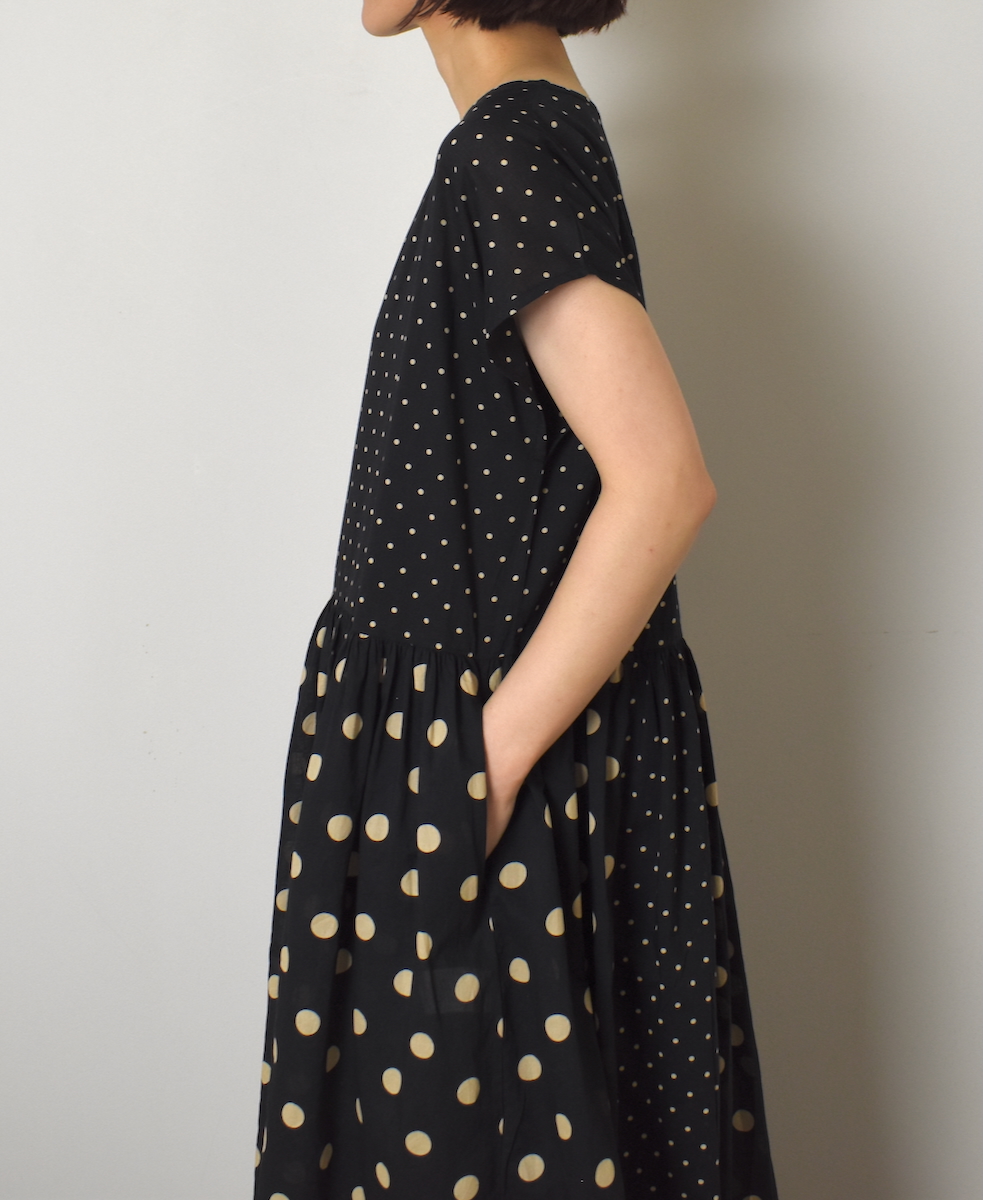 NSL25016(ワンピース) 80s COTTON VOILE DOT PRINT(PATCHWORK) BOAT NECK DRESS