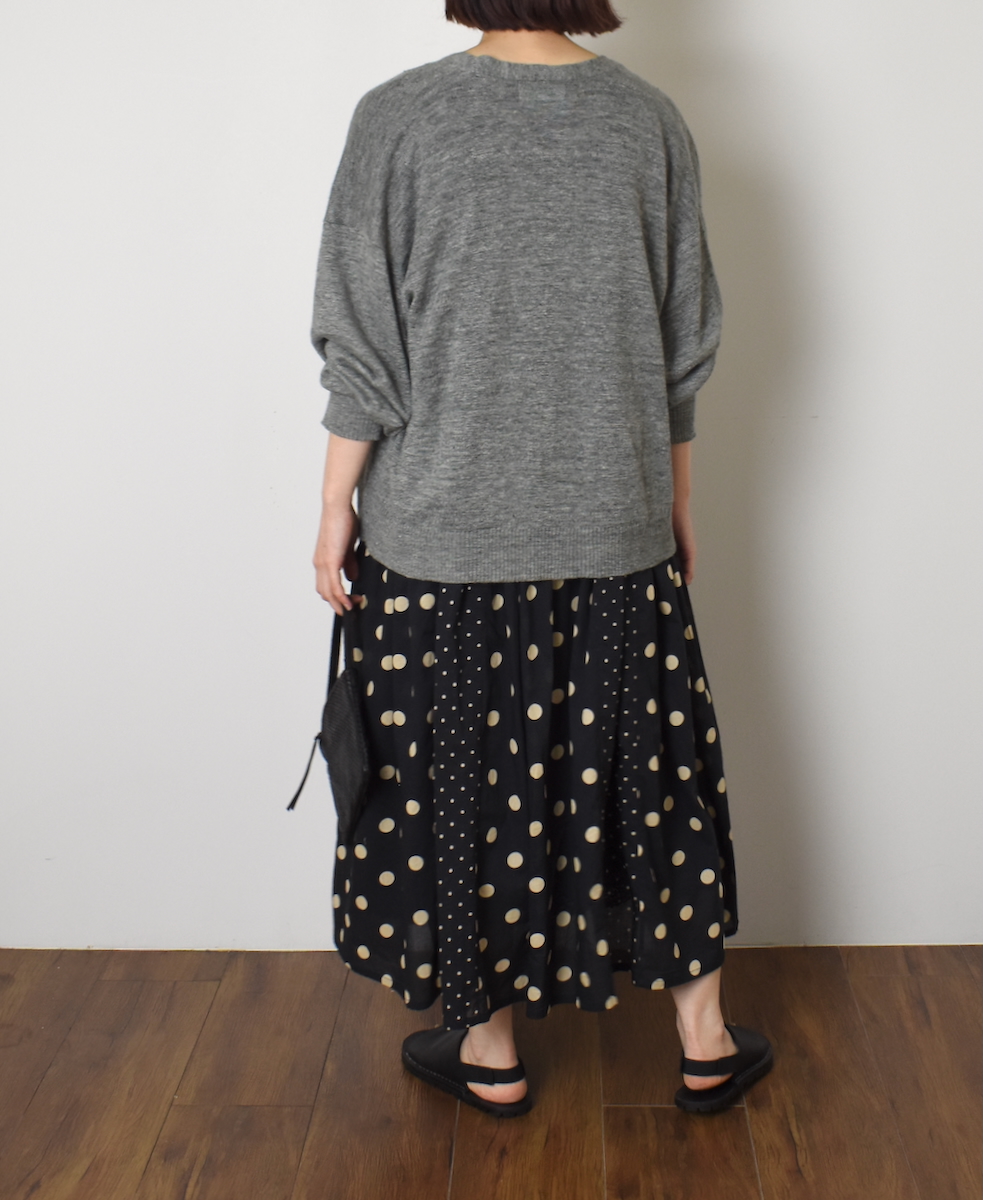 GNSL23302 (ニット) 12GG 1PLY LINEN PLAIN V-NECK 1 BUTTON CARDIGAN