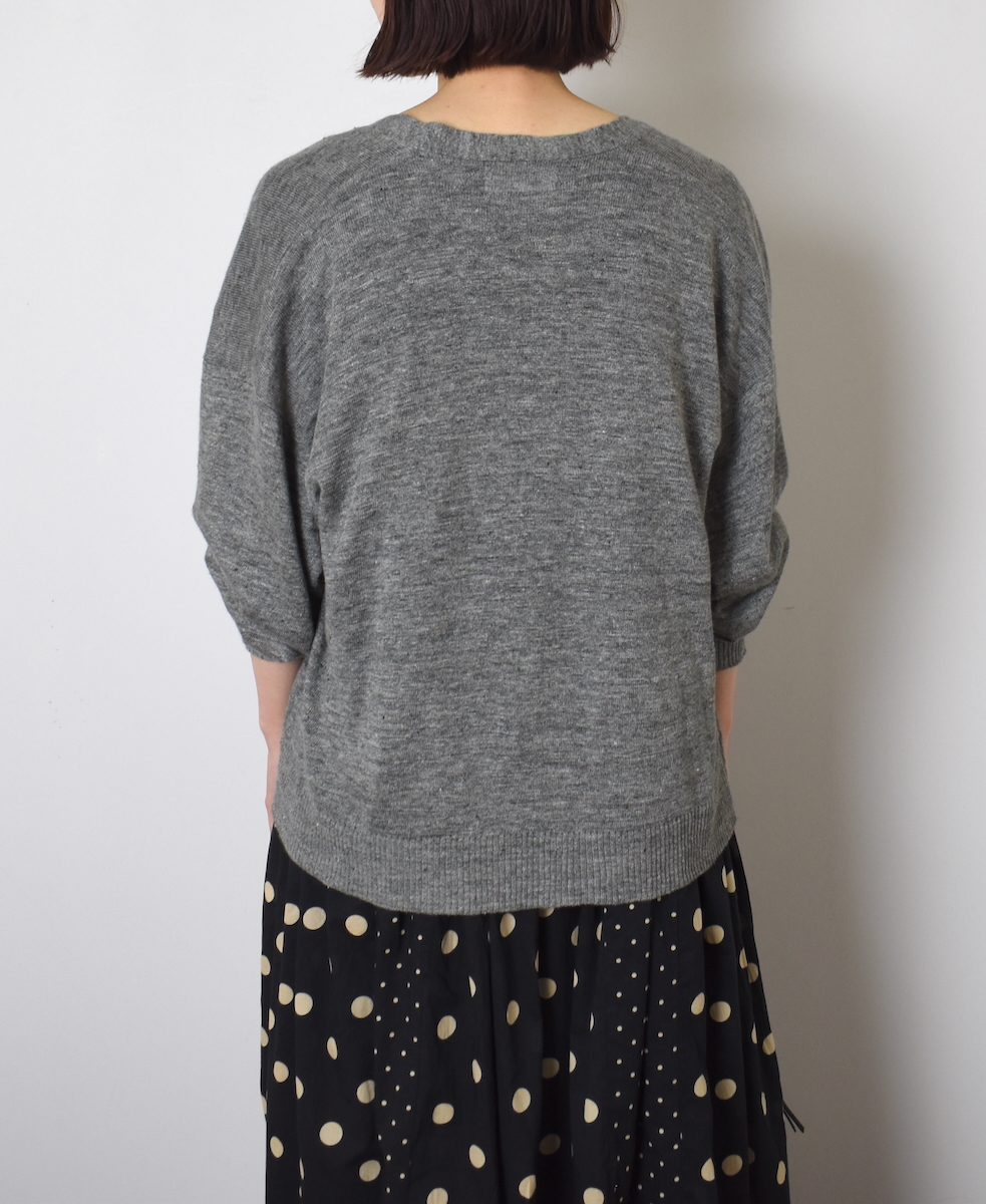 GNSL23302 (ニット) 12GG 1PLY LINEN PLAIN V-NECK 1 BUTTON CARDIGAN