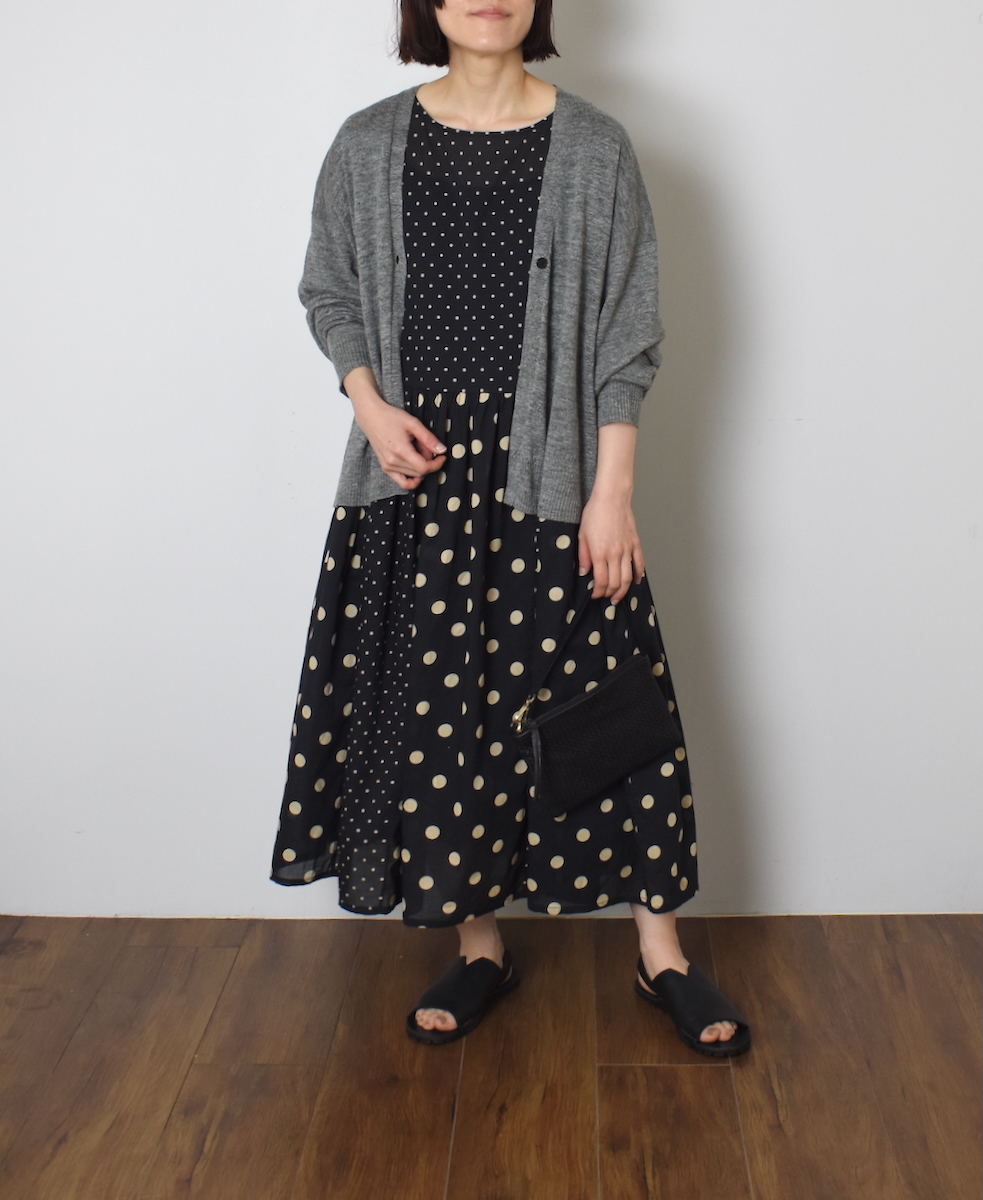 GNSL23302 (ニット) 12GG 1PLY LINEN PLAIN V-NECK 1 BUTTON CARDIGAN