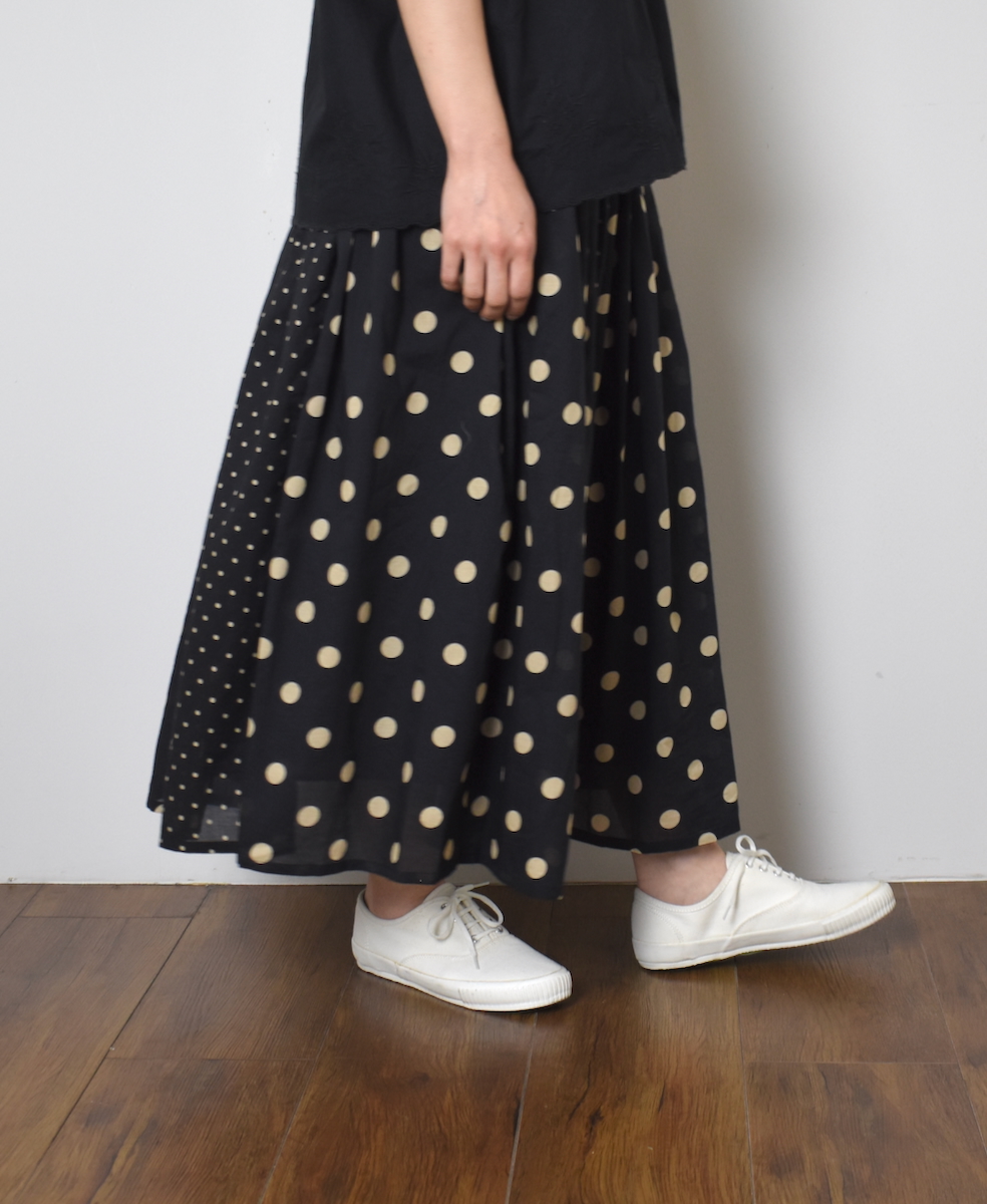 NSL25017(スカート) 80s COTTON VOILE DOT PRINT(PATCHWORK) GATHERED SKIRT