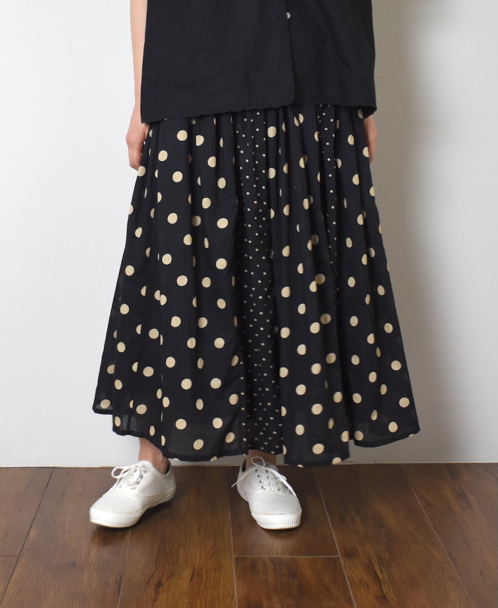 NSL25017(スカート) 80s COTTON VOILE DOT PRINT(PATCHWORK) GATHERED SKIRT