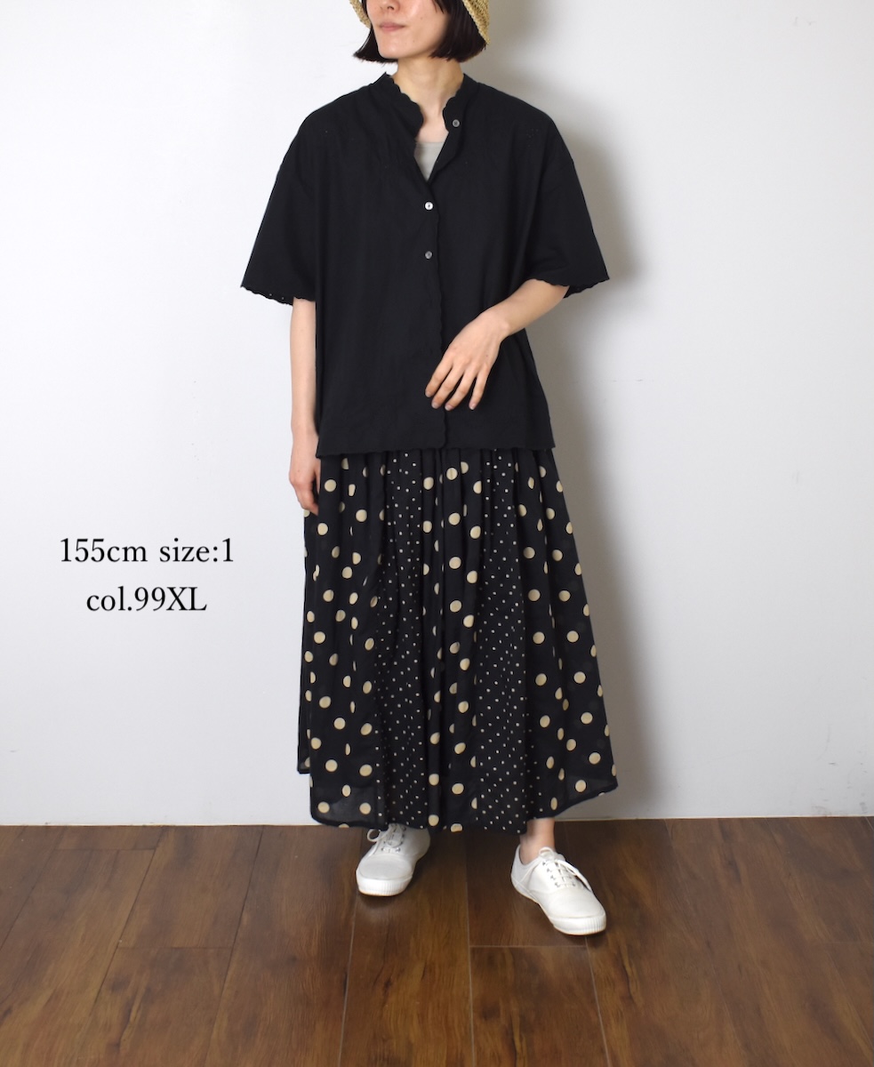 NSL25017(スカート) 80s COTTON VOILE DOT PRINT(PATCHWORK) GATHERED SKIRT