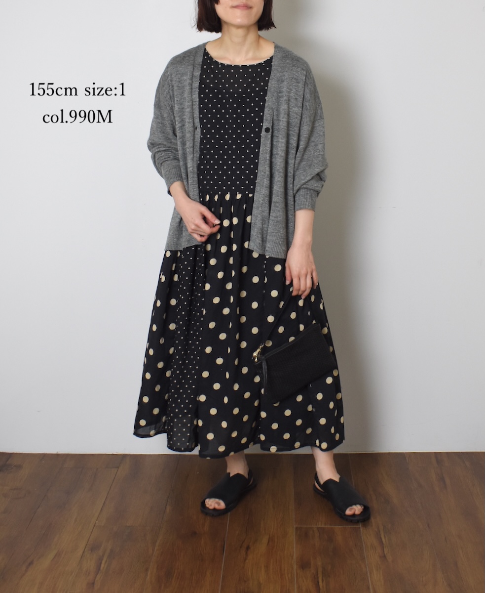 NSL25016(ワンピース) 80s COTTON VOILE DOT PRINT(PATCHWORK) BOAT NECK DRESS