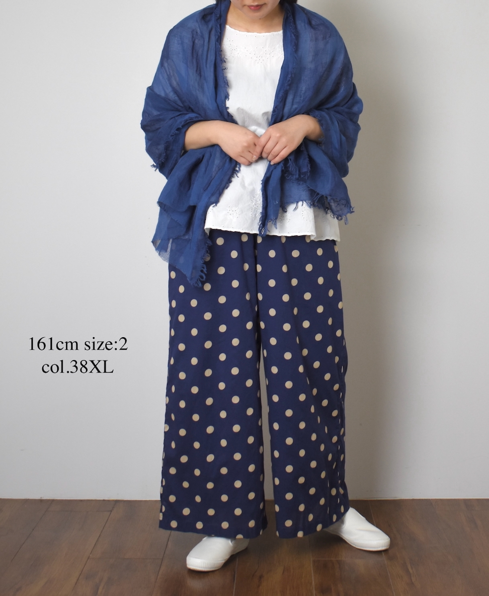 NSL22016 (パンツ) COTTON VOILE DOT PRINT WIDE EASY PANTS