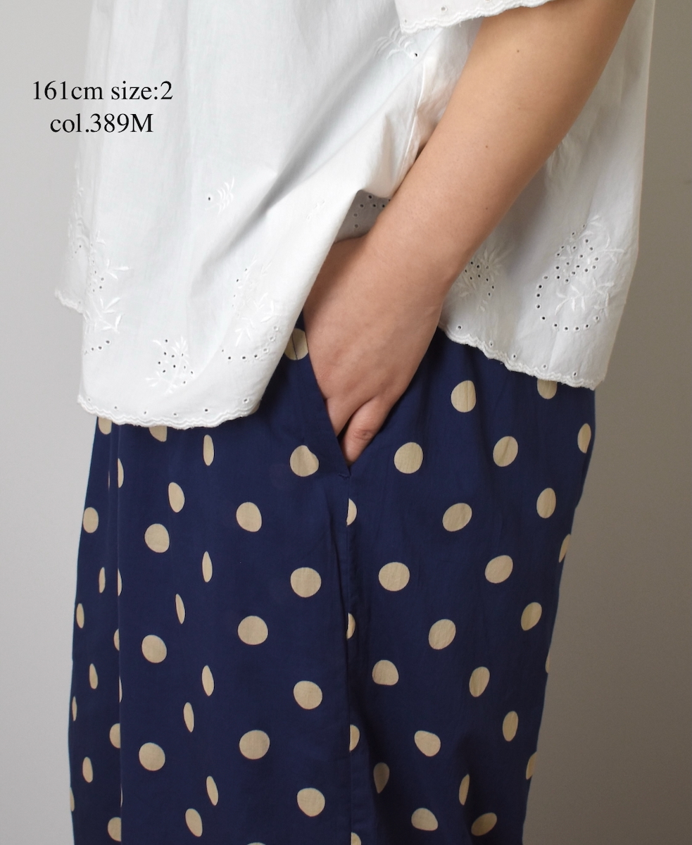 NSL22016 (パンツ) COTTON VOILE DOT PRINT WIDE EASY PANTS