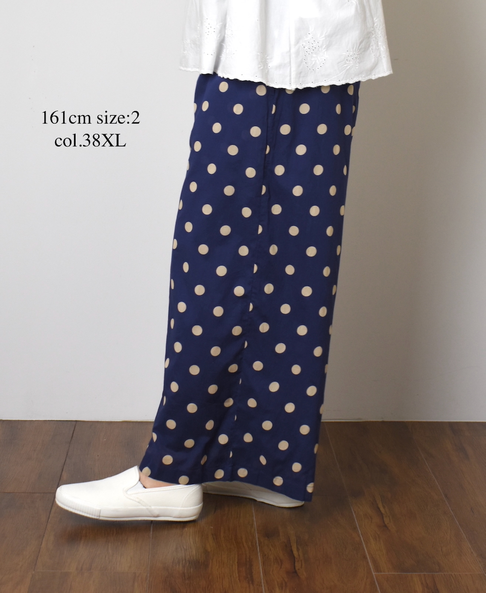 NSL22016 (パンツ) COTTON VOILE DOT PRINT WIDE EASY PANTS