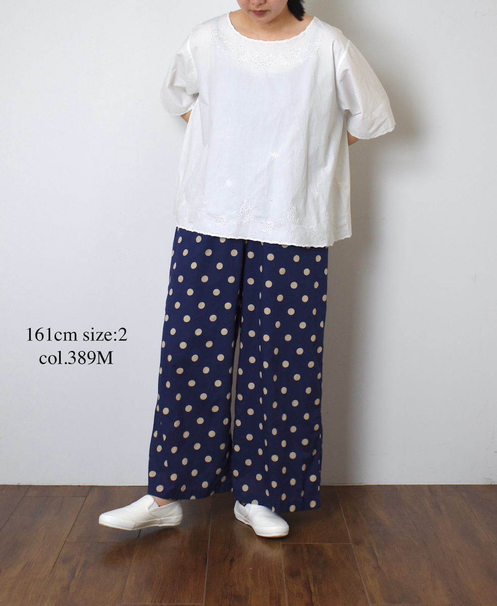 NSL22016 (パンツ) COTTON VOILE DOT PRINT WIDE EASY PANTS