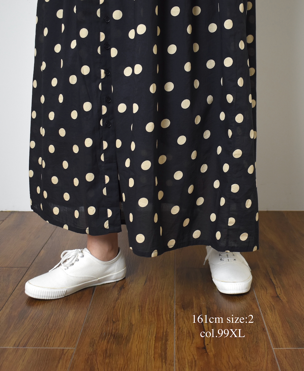 NSL22013 (ワンピース) 80s COTTON VOILE DOT PRINT BANDED COLLAR S/SL DRESS