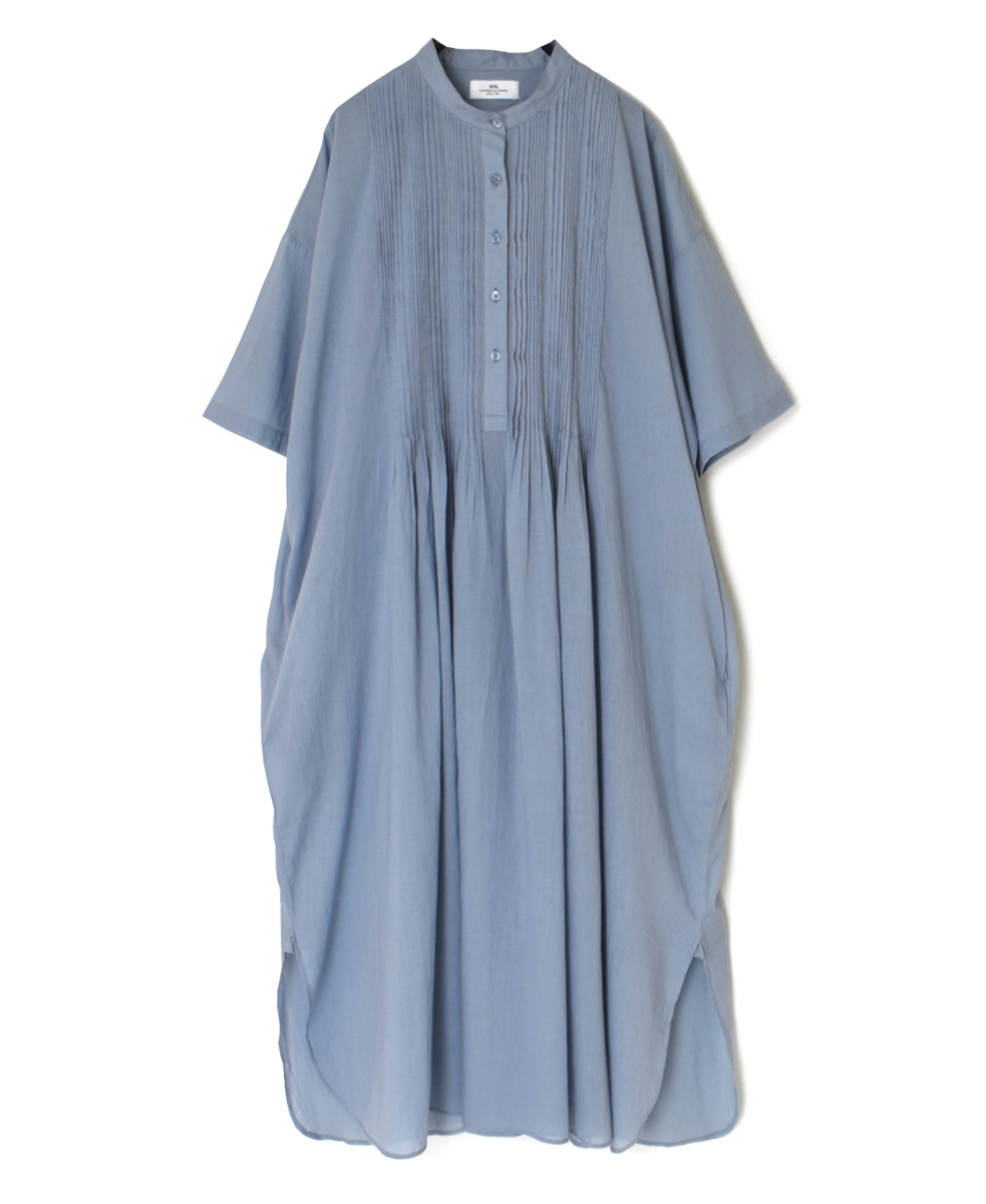 NSL25044(ワンピース) 80s COTTON VOILE PLAIN BANDED COLLAR S/SL PINTUCK DRESS