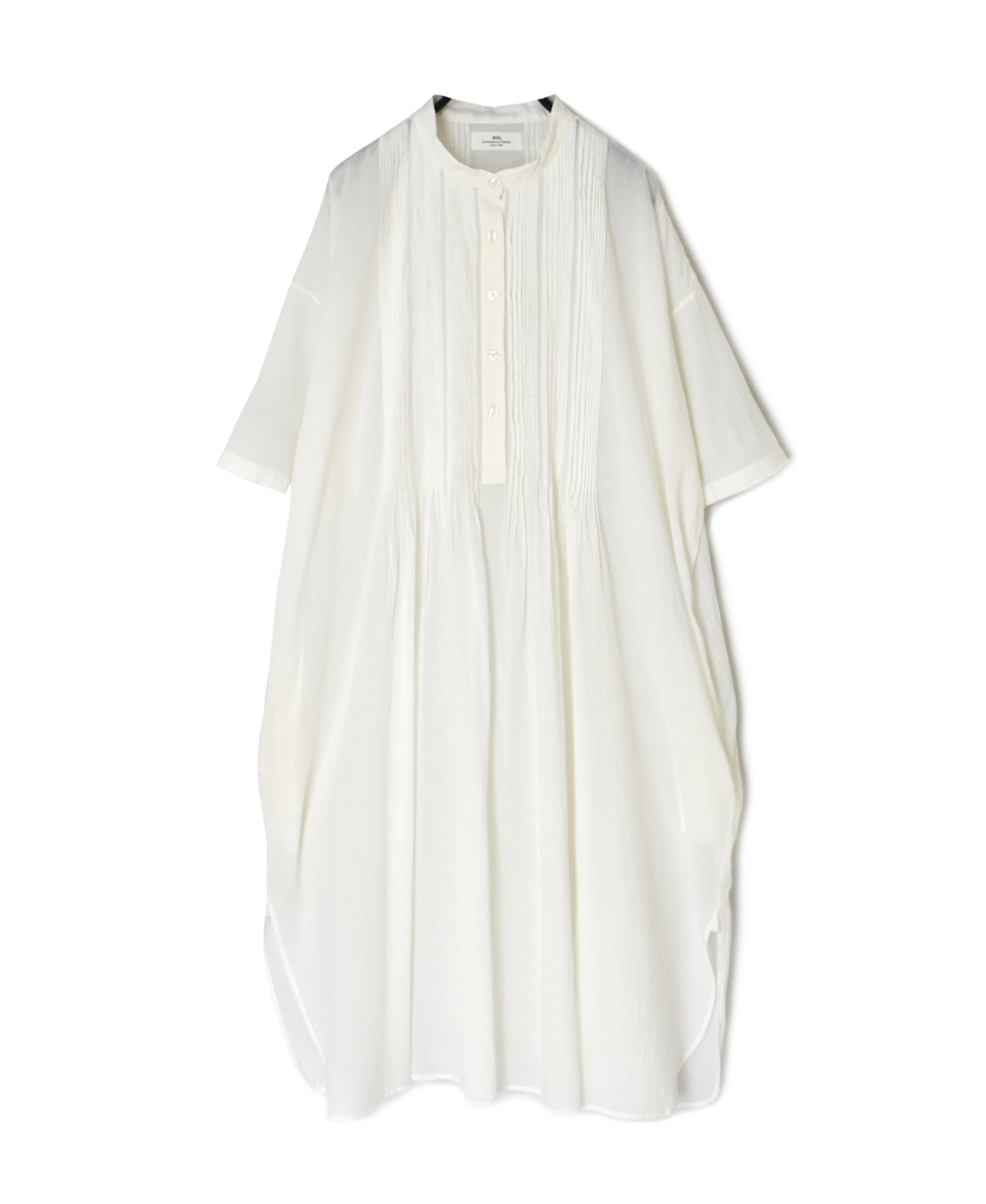 NSL25044(ワンピース) 80s COTTON VOILE PLAIN BANDED COLLAR S/SL PINTUCK DRESS