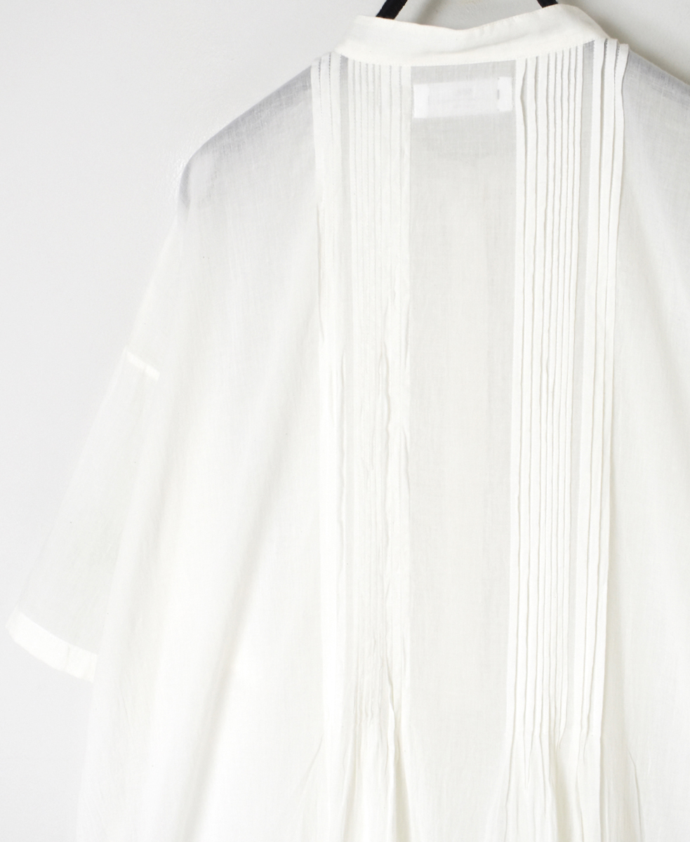 NSL25044(ワンピース) 80s COTTON VOILE PLAIN BANDED COLLAR S/SL PINTUCK DRESS