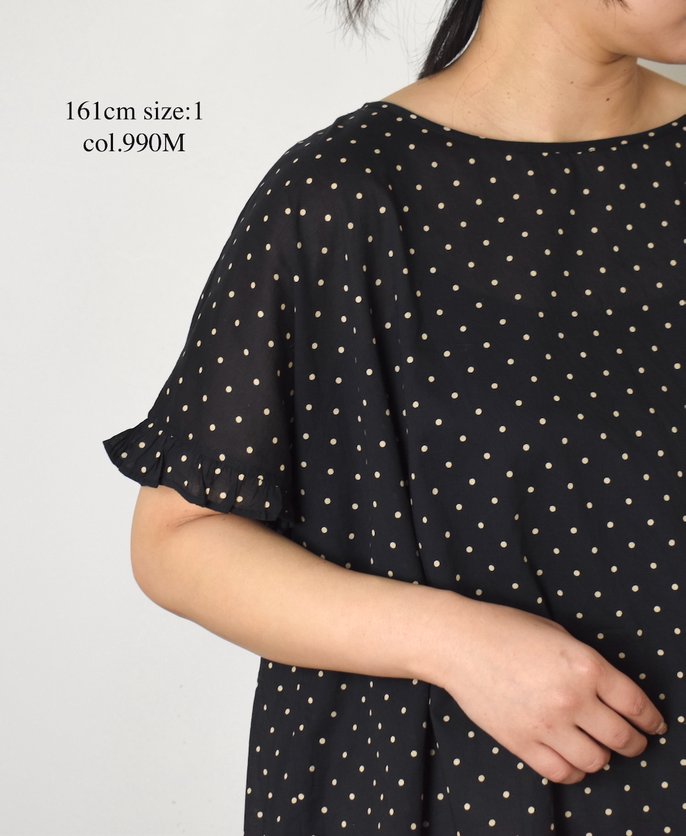 NSL24012 (ブラウス) 80s COTTON VOILE DOT PRINT GATHERED SMOCK