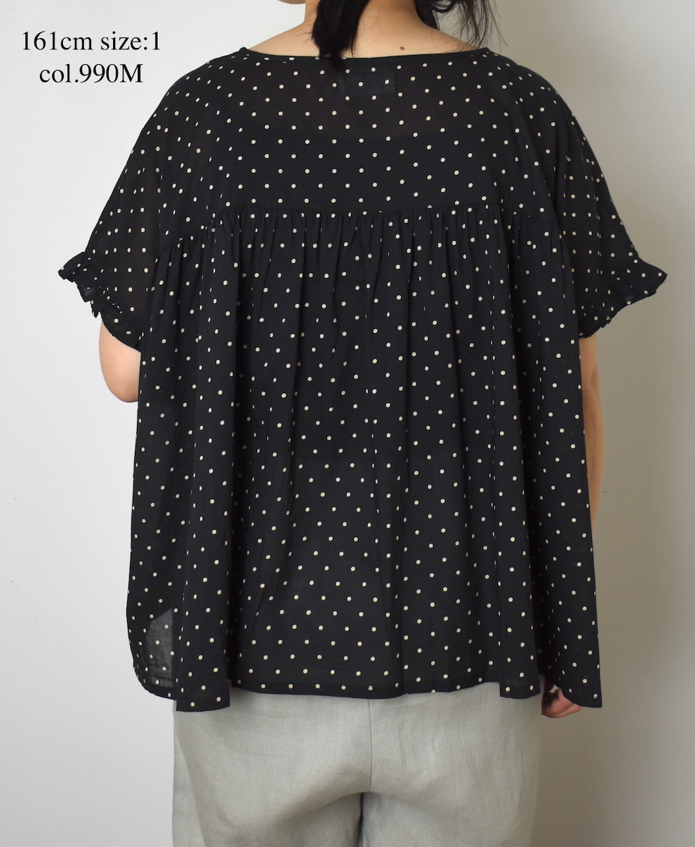 NSL24012 (ブラウス) 80s COTTON VOILE DOT PRINT GATHERED SMOCK