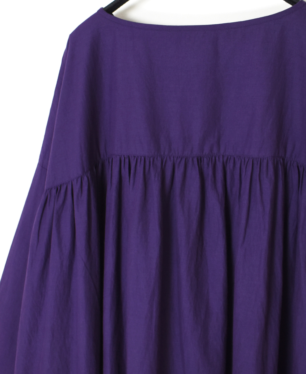 NSL25033(ワンピース) 60s CAMBRIC PLAIN CREW-NECK BACK SIDE GATHERED DRESS WITH LINING