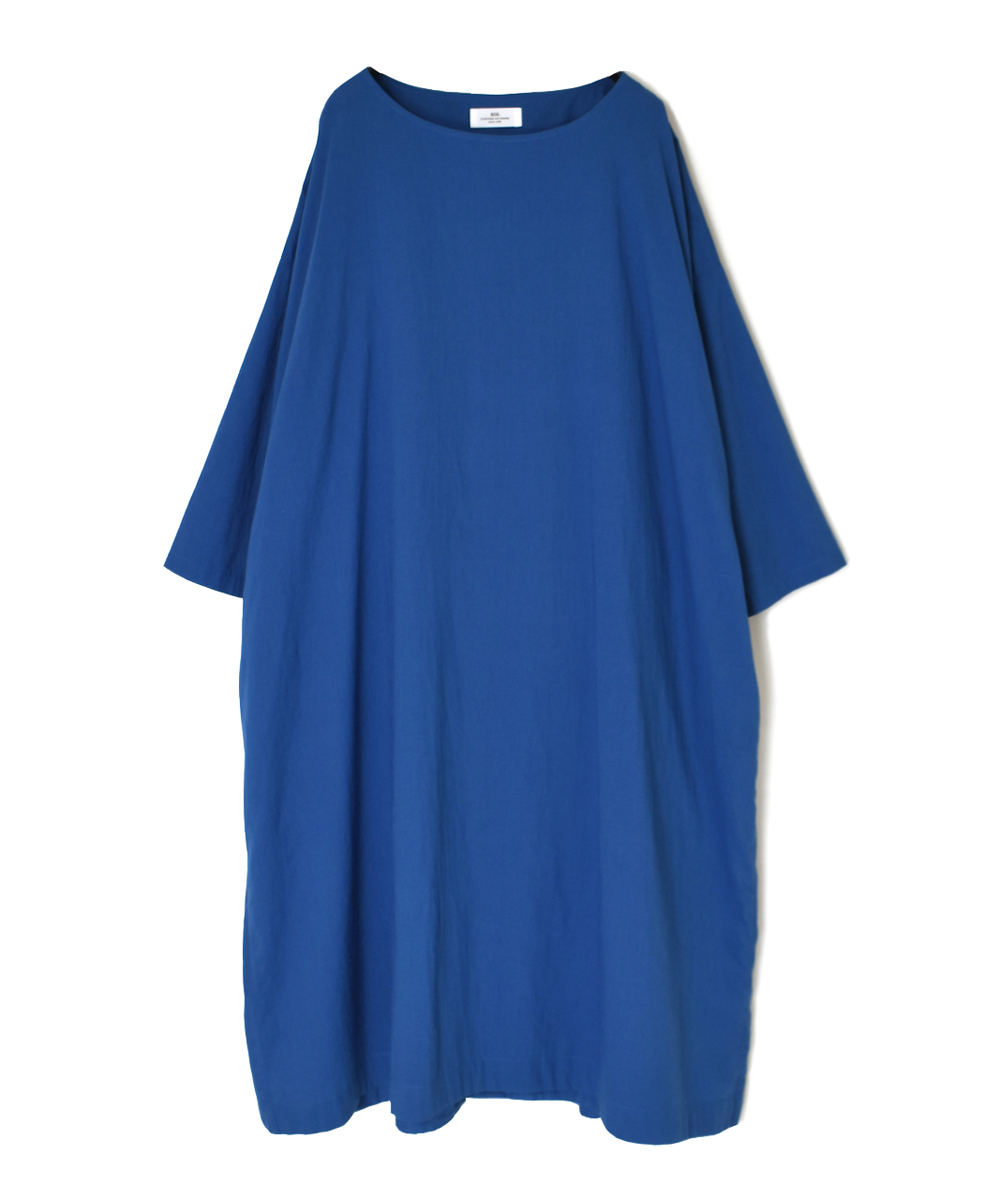 NSL25033(ワンピース) 60s CAMBRIC PLAIN CREW-NECK BACK SIDE GATHERED DRESS WITH LINING