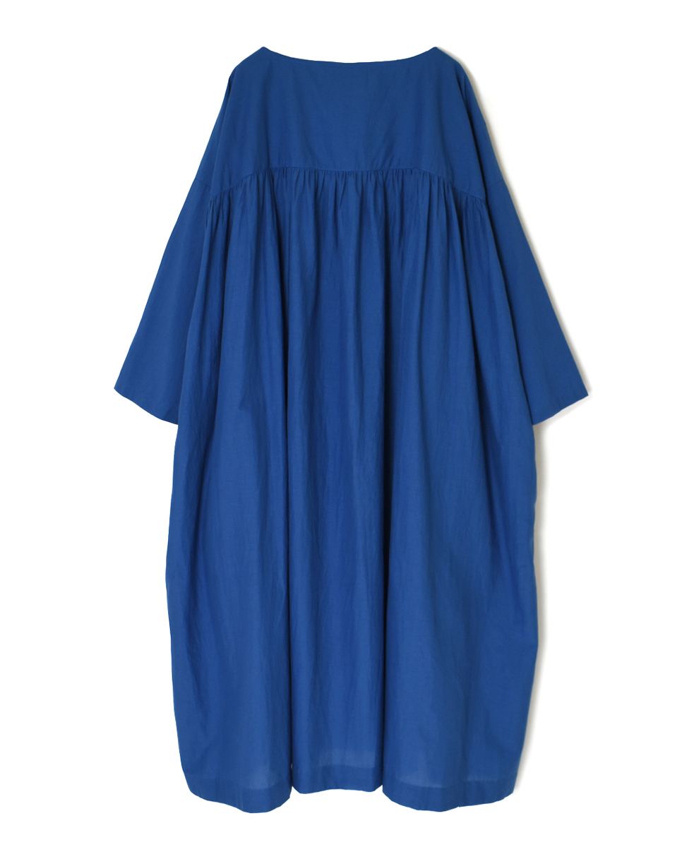 NSL25033(ワンピース) 60s CAMBRIC PLAIN CREW-NECK BACK SIDE GATHERED DRESS WITH LINING