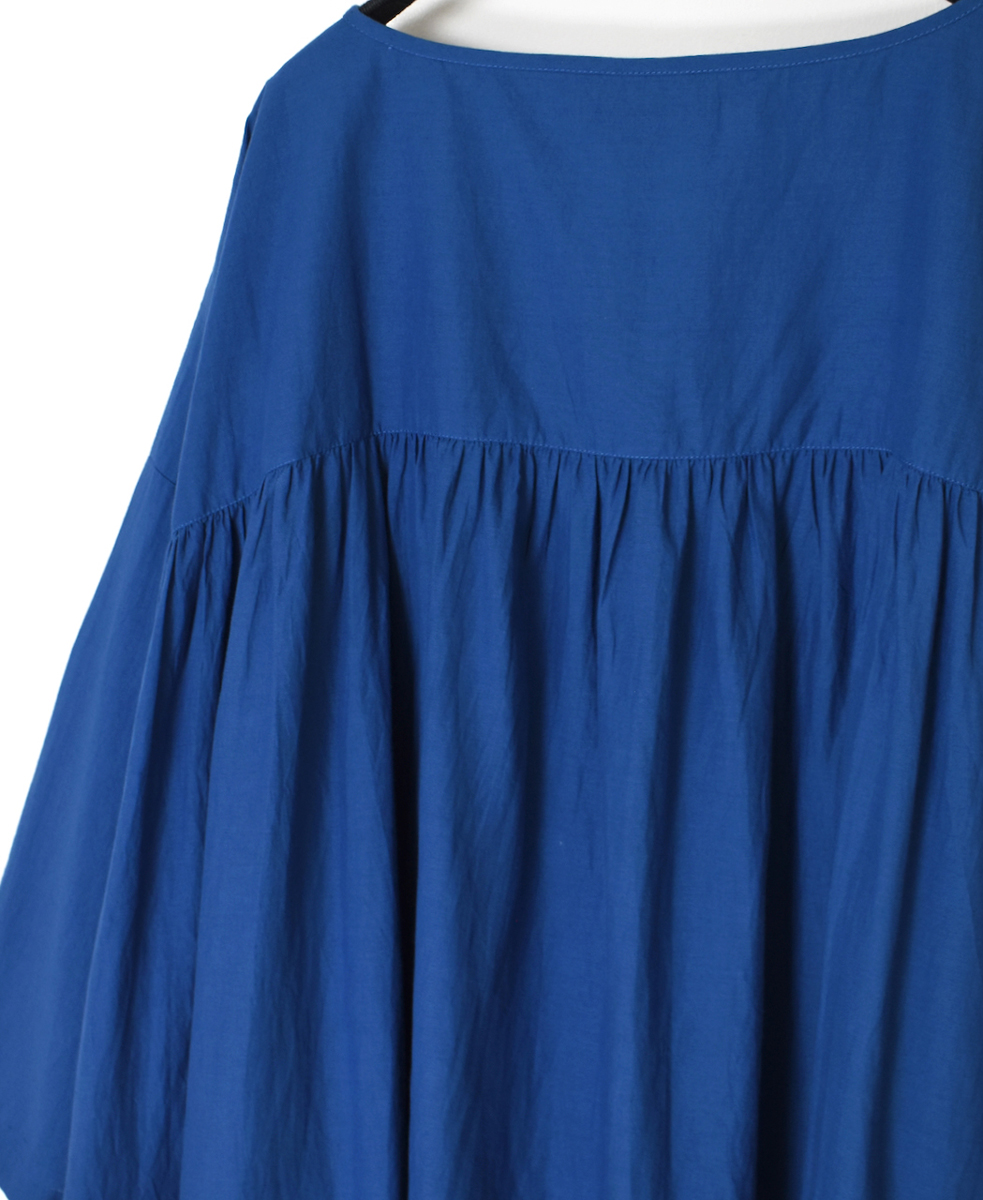 NSL25033(ワンピース) 60s CAMBRIC PLAIN CREW-NECK BACK SIDE GATHERED DRESS WITH LINING