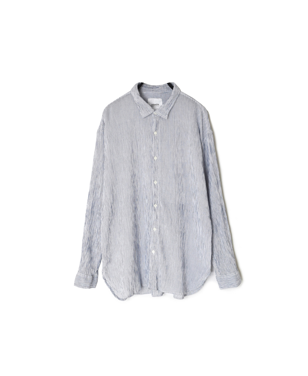 INAM2502GSD(シャツ) SINGLE GAUZE STRIPE OVERDYE UTILITY REGULAR COLLAR SHIRT
