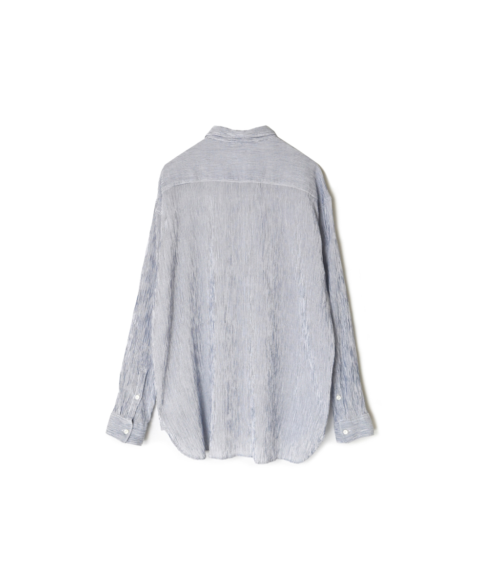 INAM2502GSD(シャツ) SINGLE GAUZE STRIPE OVERDYE UTILITY REGULAR COLLAR SHIRT