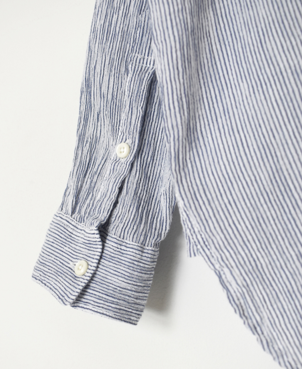 INAM2502GSD(シャツ) SINGLE GAUZE STRIPE OVERDYE UTILITY REGULAR COLLAR SHIRT