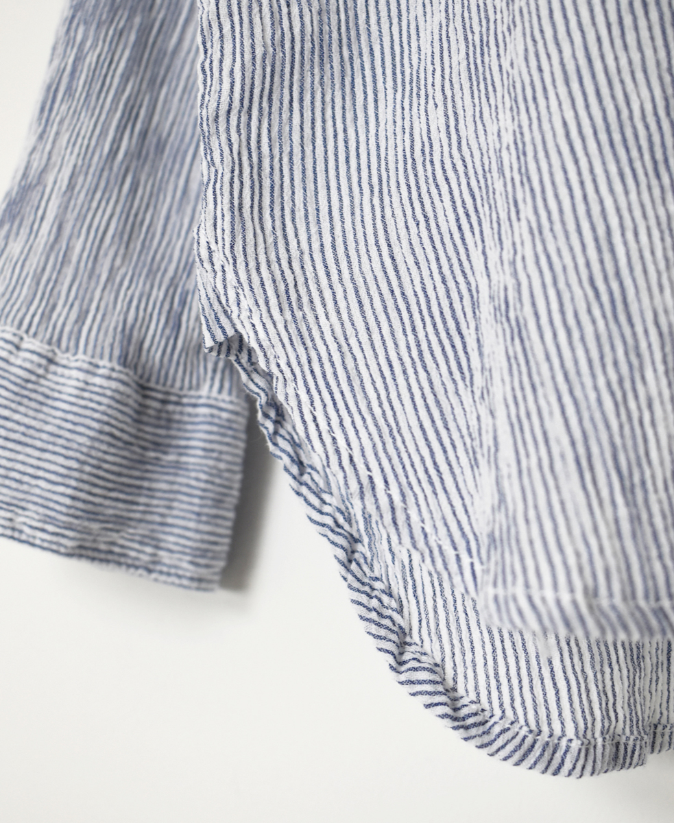 INAM2502GSD(シャツ) SINGLE GAUZE STRIPE OVERDYE UTILITY REGULAR COLLAR SHIRT