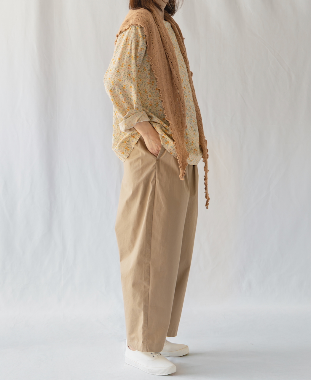 INAM2513FD(スモック) COTTON FLOWER PRINT UTILITY BOAT NECK SMOCK