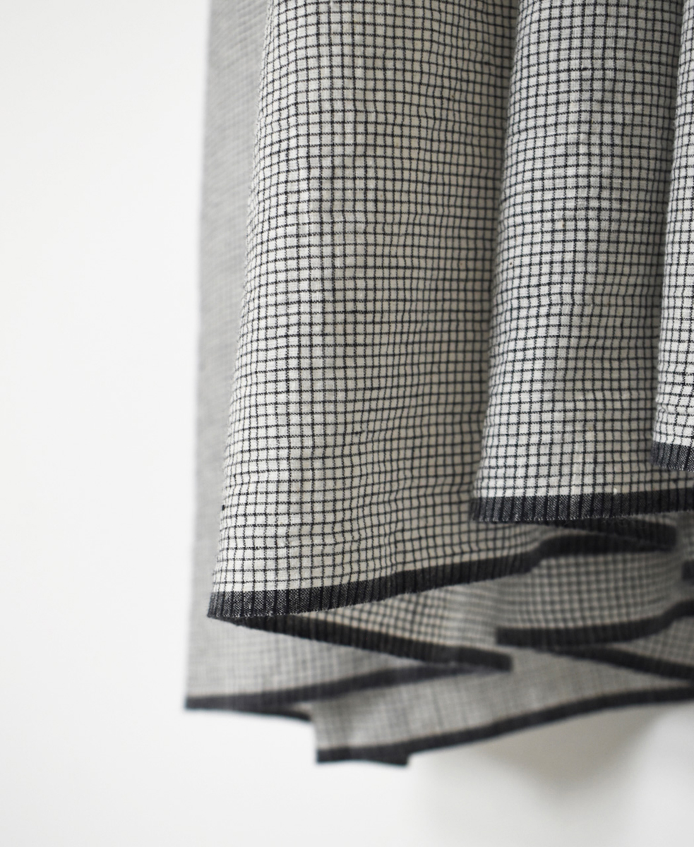 INMDS25054(ワンピース) HANDWOVEN COTTON SINGLE CHECK BANDED COLLAR SHIRT DRESS WITH PINTUCK