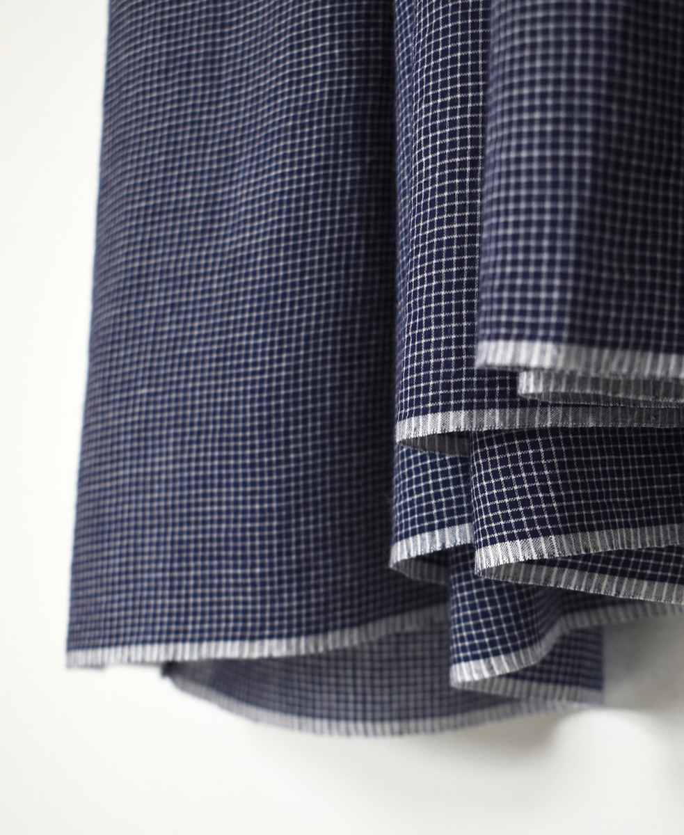 INMDS25054(ワンピース) HANDWOVEN COTTON SINGLE CHECK BANDED COLLAR SHIRT DRESS WITH PINTUCK