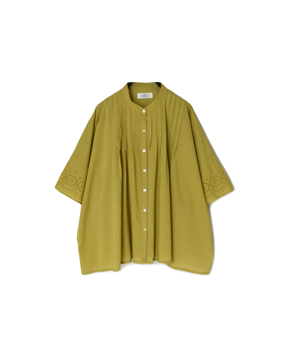 INSL24221 (シャツ) 80s VOILE PLAIN WITH CUT WORK LACE BANDED COLLAR PINTUCK SHIRT