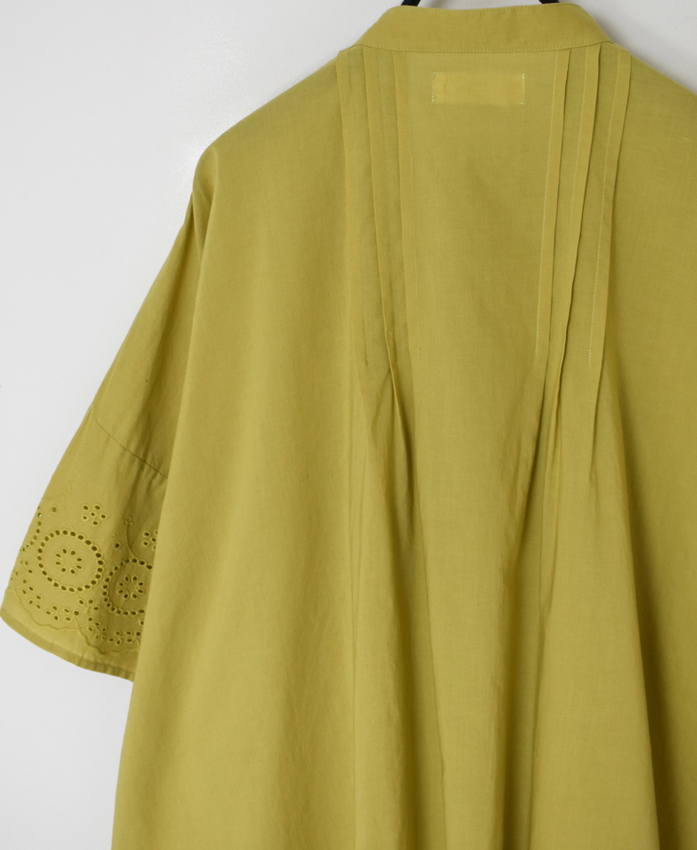 INSL24221 (シャツ) 80s VOILE PLAIN WITH CUT WORK LACE BANDED COLLAR PINTUCK SHIRT
