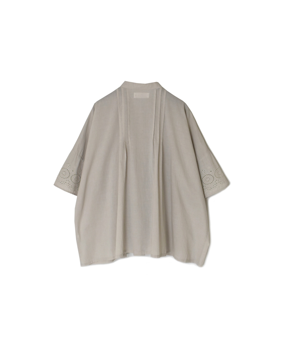 INSL24221 (シャツ) 80s VOILE PLAIN WITH CUT WORK LACE BANDED COLLAR PINTUCK SHIRT