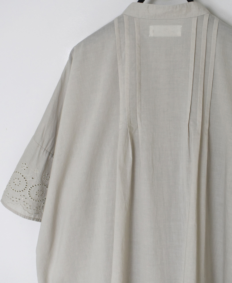 INSL24221 (シャツ) 80s VOILE PLAIN WITH CUT WORK LACE BANDED COLLAR PINTUCK SHIRT