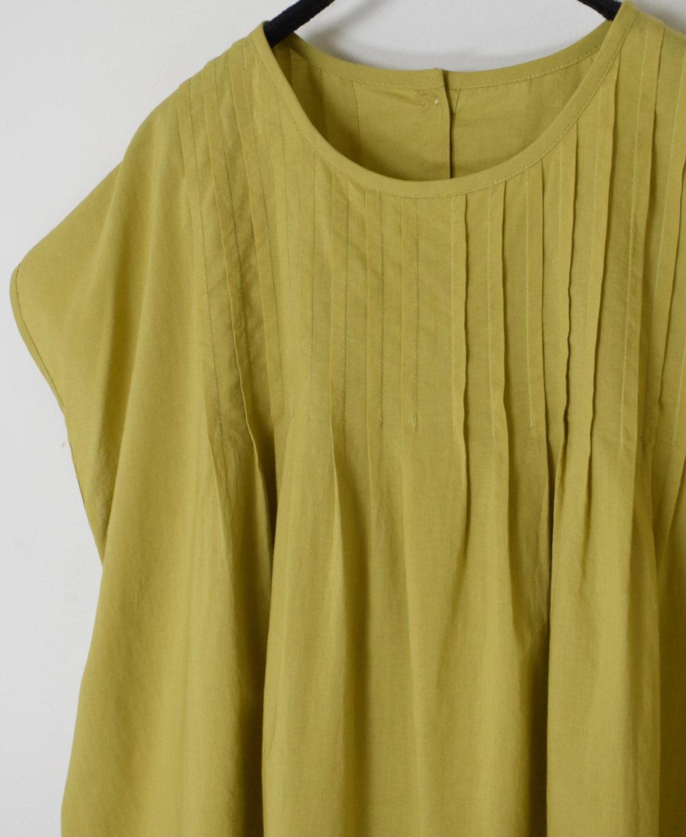 INSL24223 (ブラウス) 80s VOILE PLAIN WITH CUT WORK LACE CREW-NECK FRENCH/SL SHIRT WITH PINTUCK
