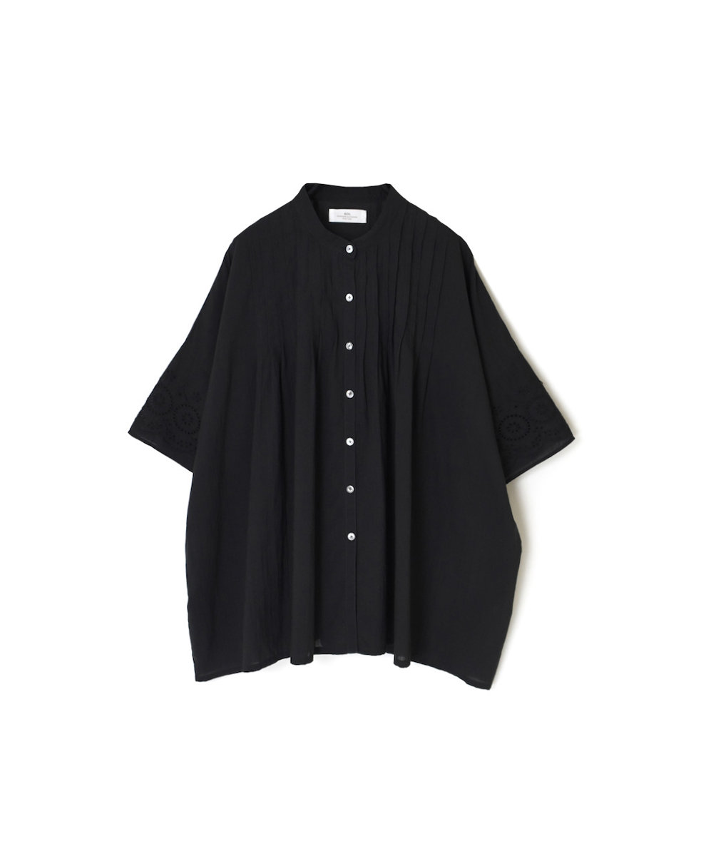 INSL24221 (シャツ) 80s VOILE PLAIN WITH CUT WORK LACE BANDED COLLAR PINTUCK SHIRT
