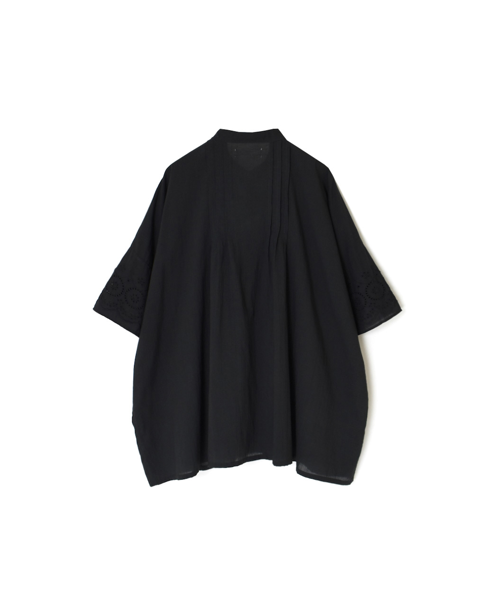INSL24221 (シャツ) 80s VOILE PLAIN WITH CUT WORK LACE BANDED COLLAR PINTUCK SHIRT