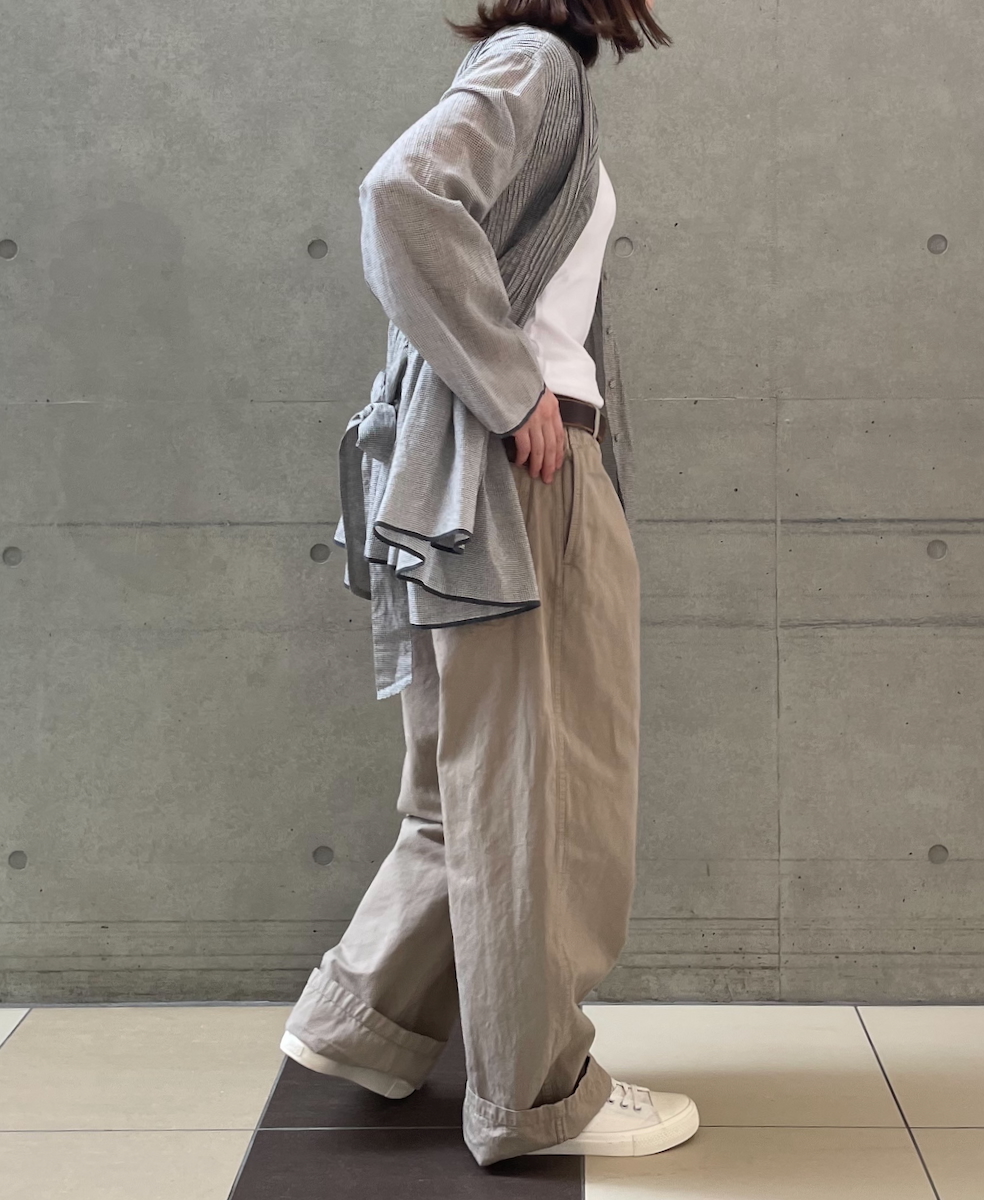INMDS25051(ブラウス) HANDWOVEN COTTON SINGLE CHECK WRAP BLOUSE WITH PINTUCK