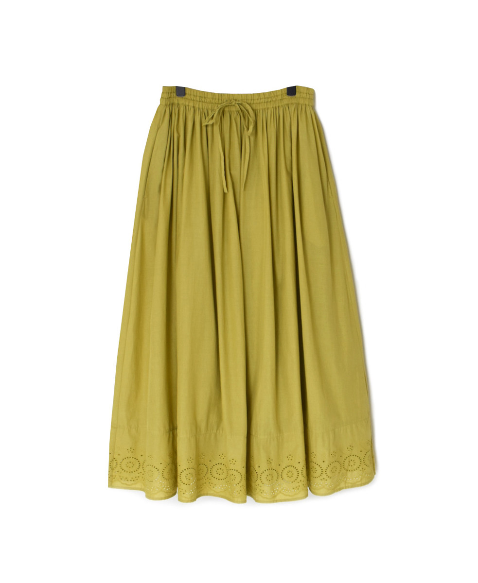 INSL24225 (スカート) 80s VOILE PLAIN WITH CUT WORK LACE GATHERED SKIRT