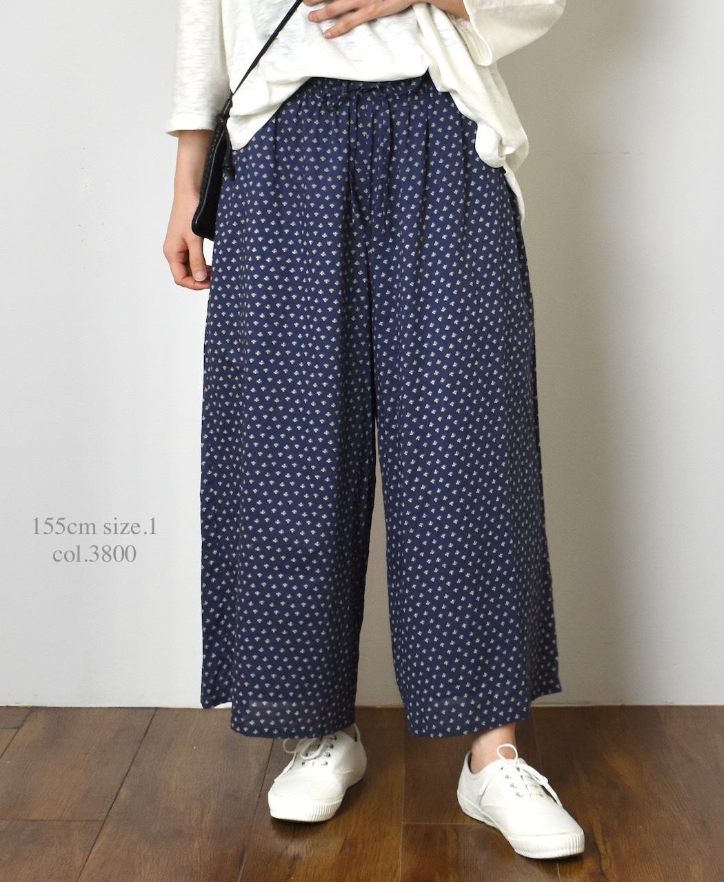 NSL25106(パンツ) 80s COTTON VOILE SMALL FLOWER PRINT WIDE EASY PANTS