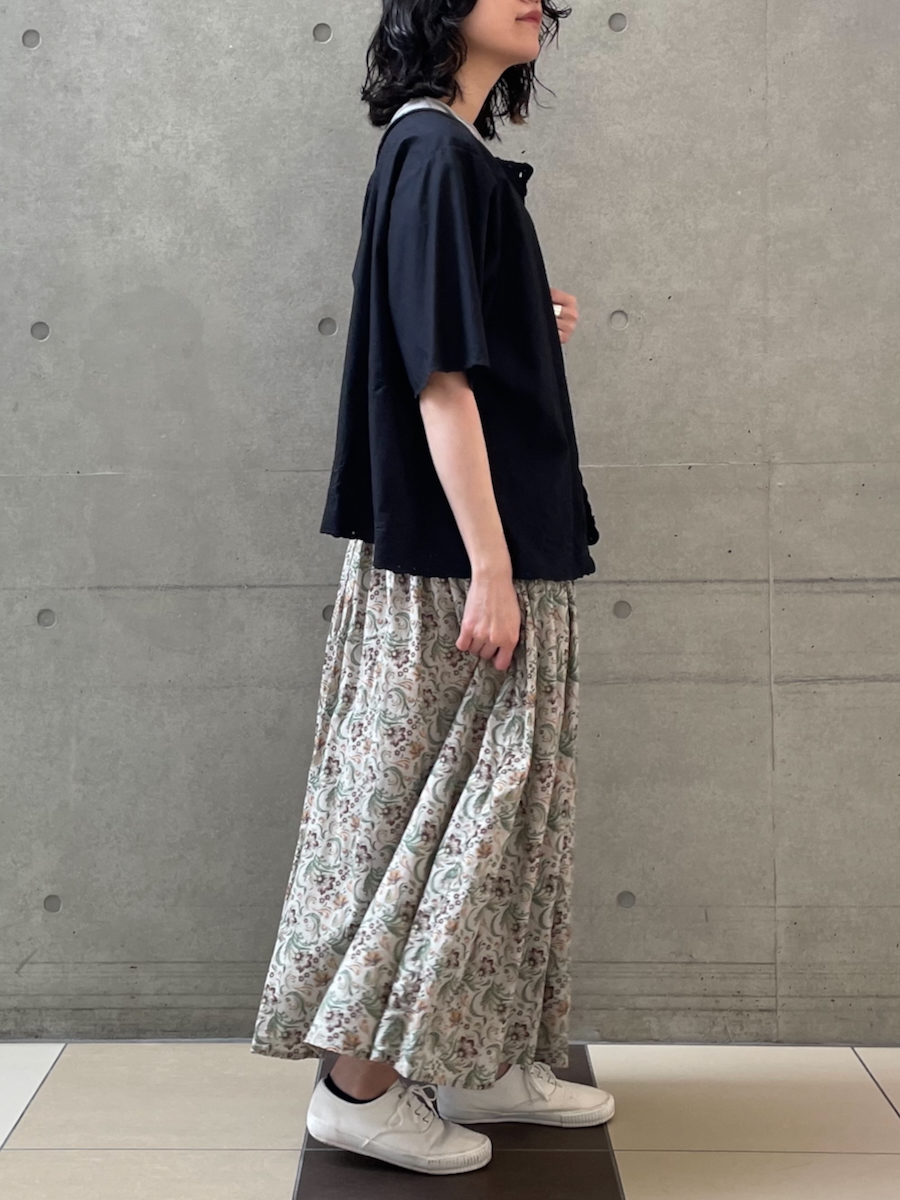 NSL25095(スカート) 80s VOILE PAISLEY FLOWER PRINT GATHERD SKIRT