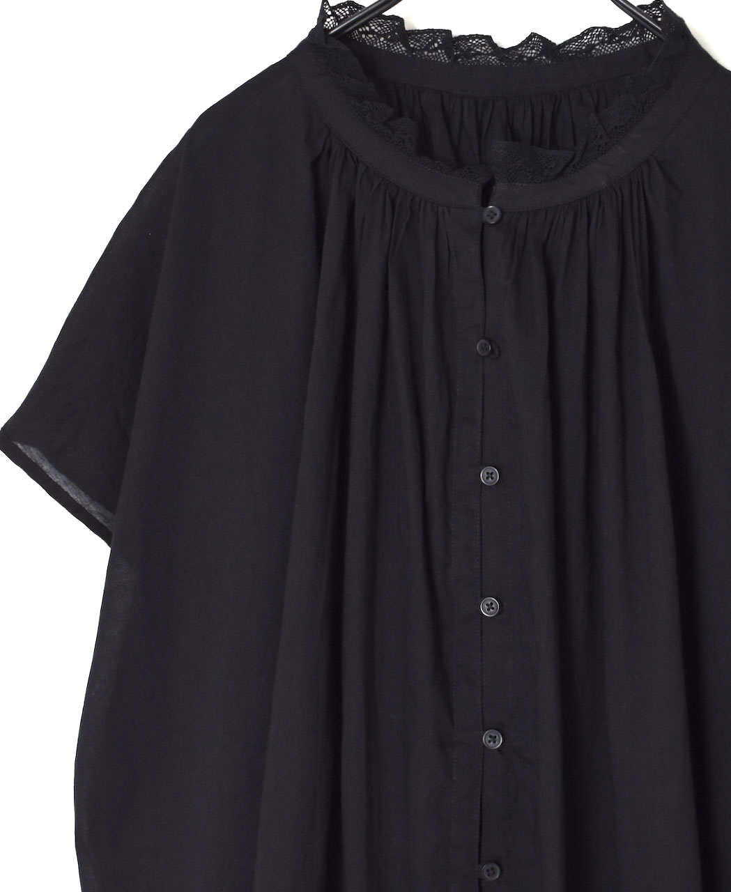 NSL25061(ブラウス) VOILE LACE NECK LACE GATHERED SMOCK