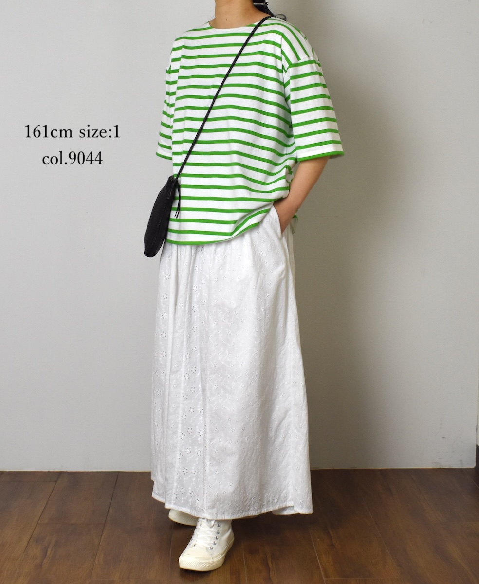 NLA2501(Tシャツ) REGULAR STRIPE DROP SHOULDER SHORT SLEEVE BASQUE SHIRT