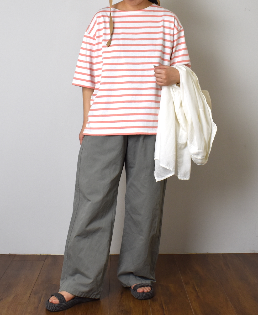 NLA2501(Tシャツ) REGULAR STRIPE DROP SHOULDER SHORT SLEEVE BASQUE SHIRT