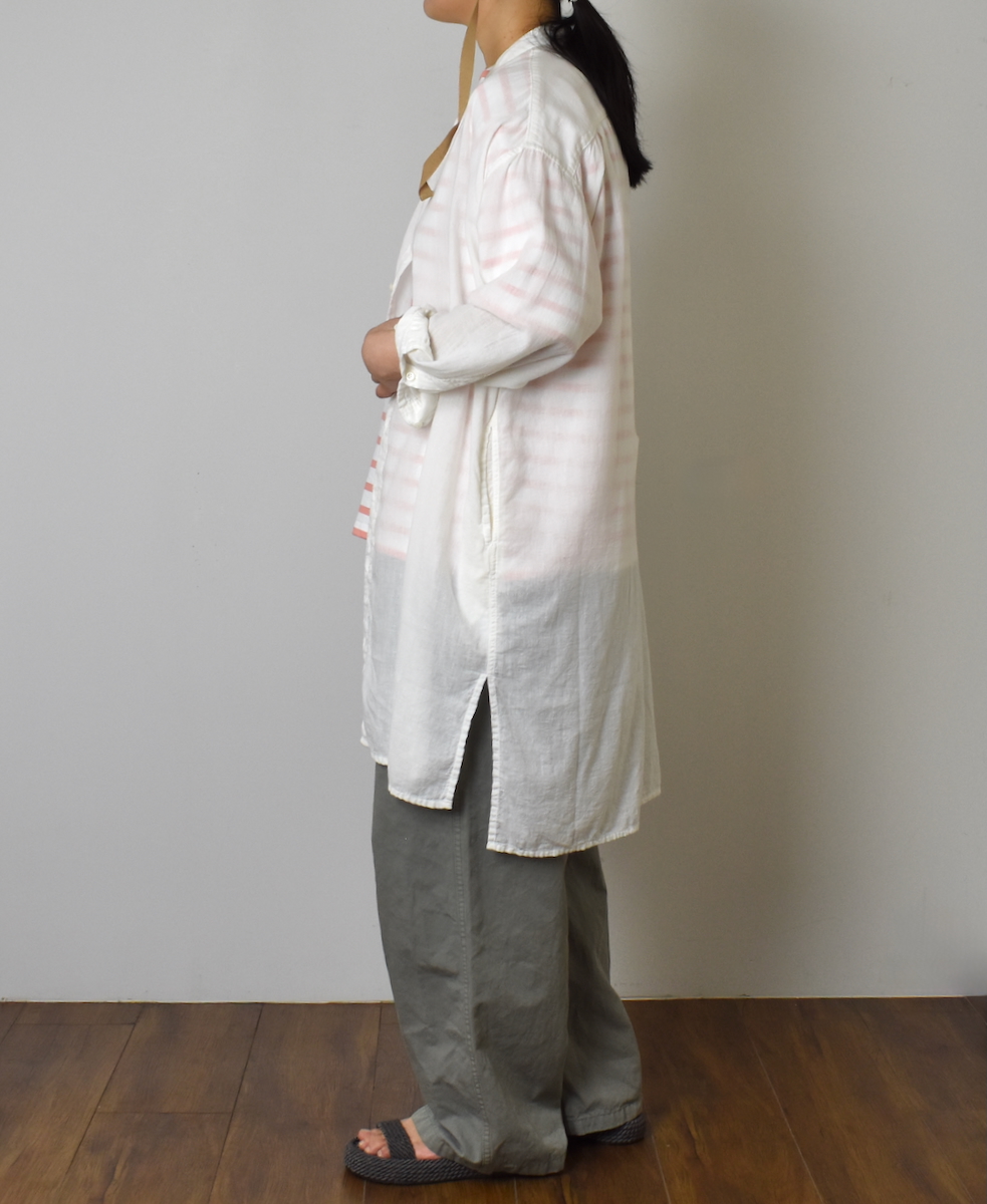 INAM2503G3D(シャツ) 30s GAUZE OVERDYE UTILITY BANDED COLLAR LONG SHIRT
