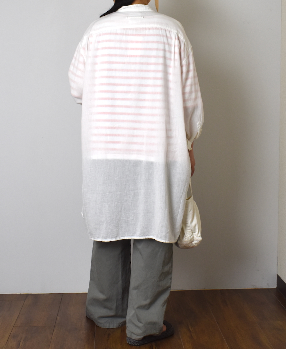 INAM2503G3D(シャツ) 30s GAUZE OVERDYE UTILITY BANDED COLLAR LONG SHIRT