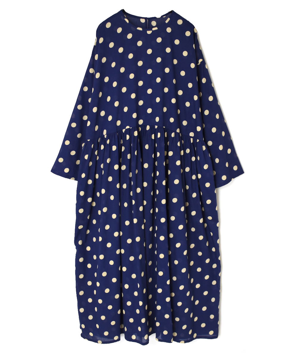 NSL25011(ワンピース)80sCOTTON VOILE DOT PRINT CREW-NECK PULLOVER DRESS