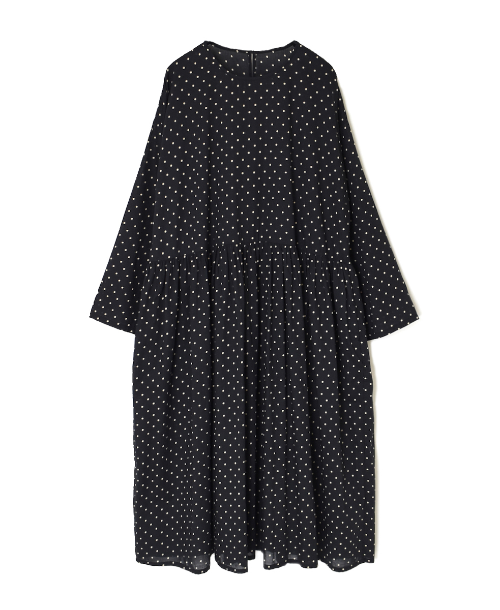 NSL25011(ワンピース)80sCOTTON VOILE DOT PRINT CREW-NECK PULLOVER DRESS