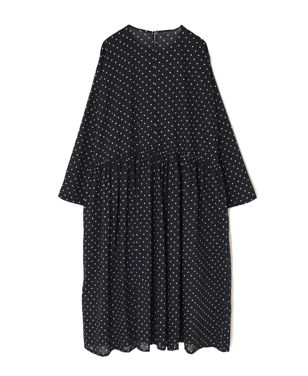 NSL25011(ワンピース)80sCOTTON VOILE DOT PRINT CREW-NECK PULLOVER DRESS