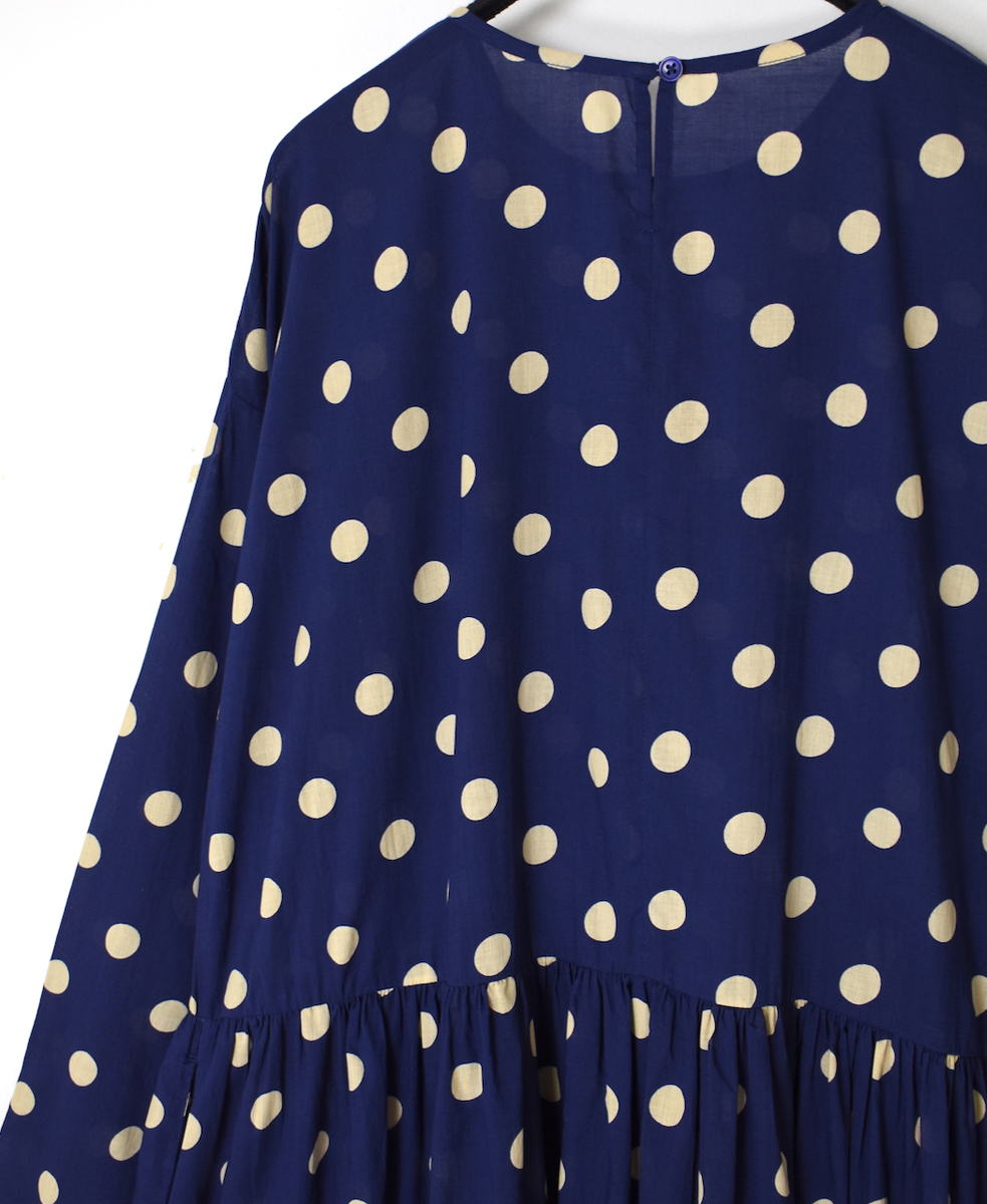 NSL25011(ワンピース)80sCOTTON VOILE DOT PRINT CREW-NECK PULLOVER DRESS